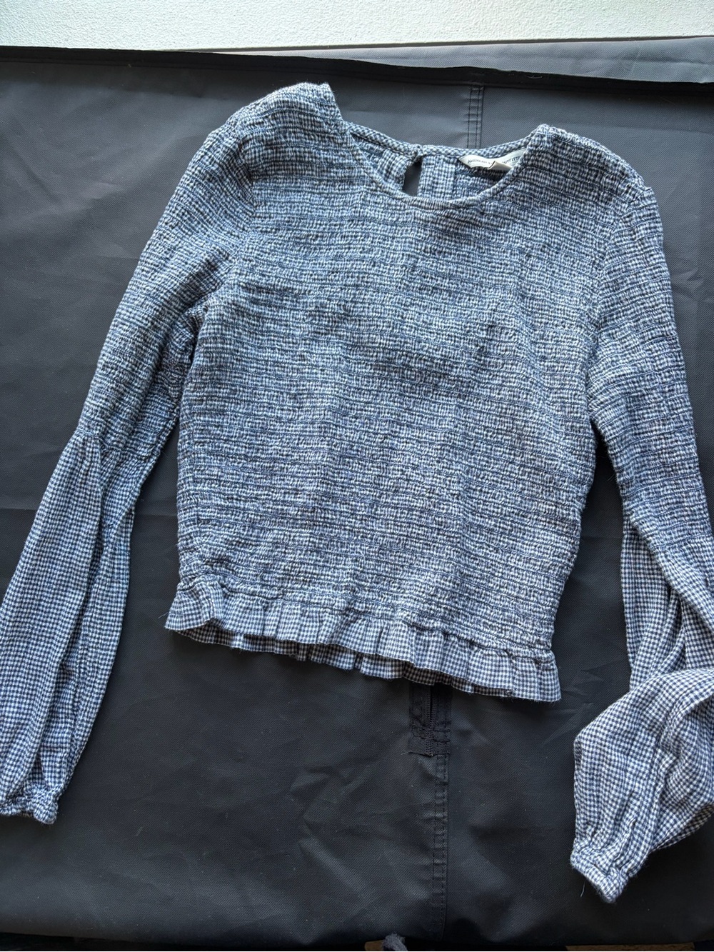 American Eagle Outfitters Blue Textured Long-Sleeve Top